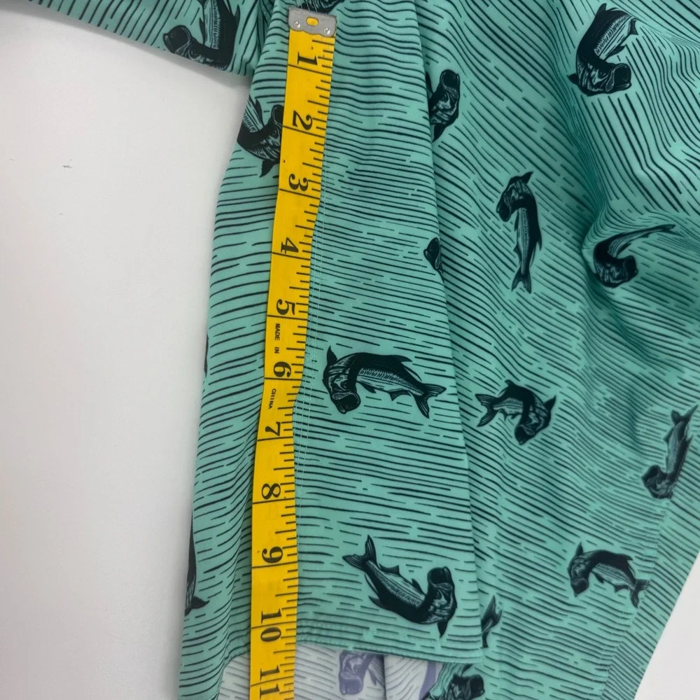 Simms Fishing Products Mens 36 Teal Tarpon Print Board Shorts Swim Trunks Pocket